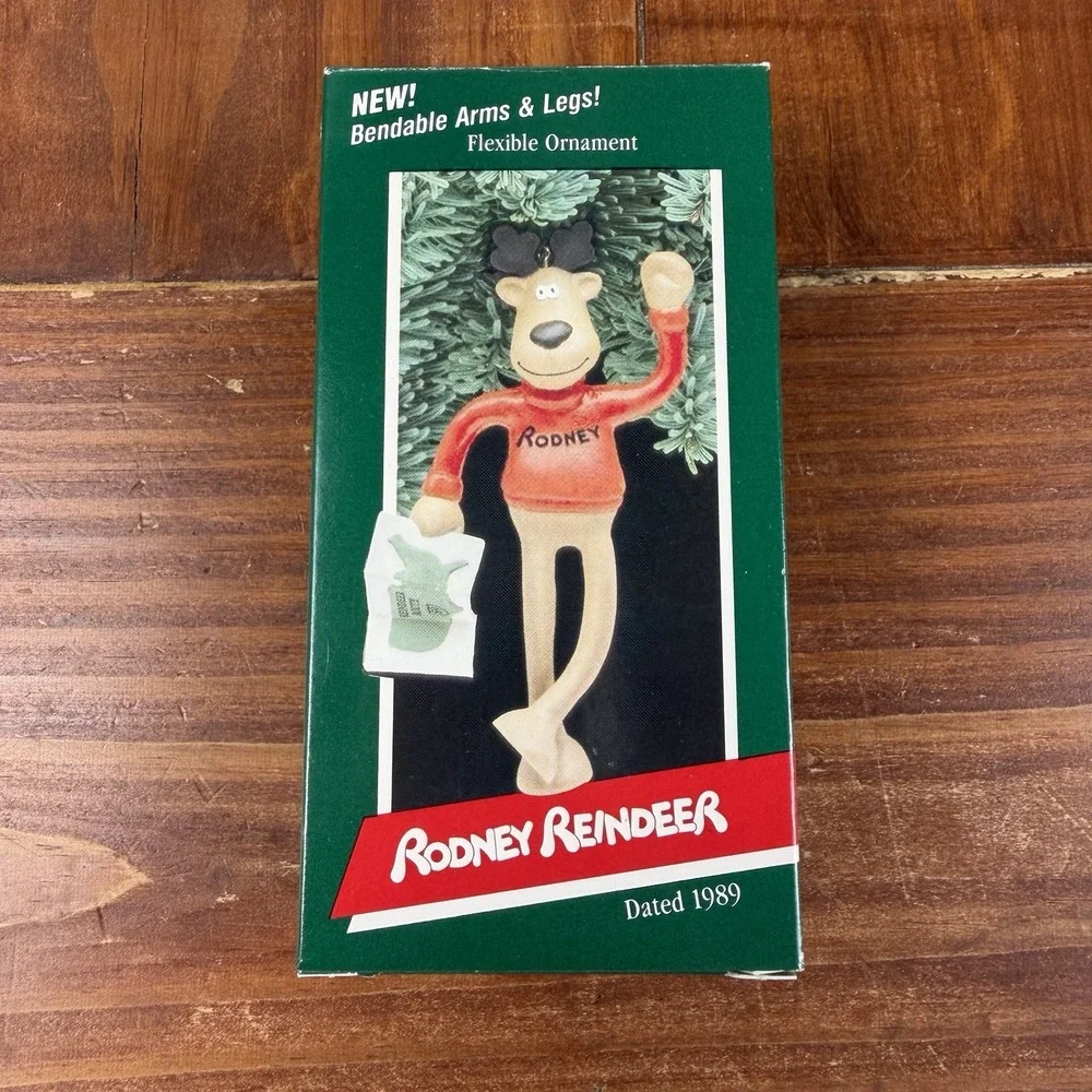 Vintage Hallmark Keepsake 1989 Ornament Rodney Reindeer Bendable